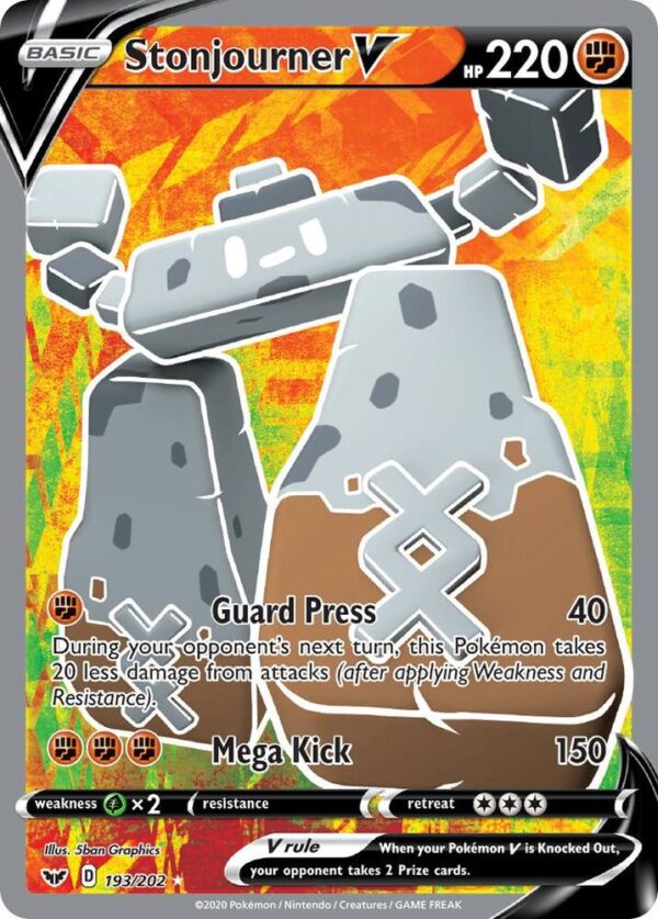 Stonjourner V (Full Art) 193/202 Holofoil SWSH01: Sword & Shield Base Set