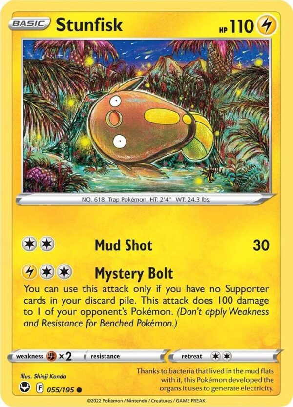 Stunfisk 055/195 Reverse Holofoil SWSH12: Silver Tempest Stunfisk 055/195 Reverse Holofoil SWSH12: Silver Tempest
