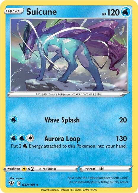 Suicune 037/189 Reverse Holofoil SWSH03: Darkness Ablaze Suicune 037/189 Reverse Holofoil SWSH03: Darkness Ablaze