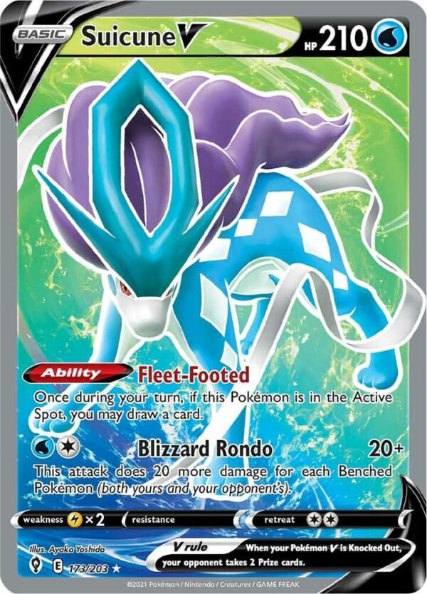 Suicune V (Full Art) 173/203 Holofoil SWSH07: Evolving Skies