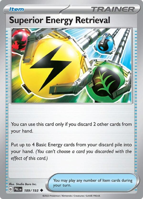 Superior Energy Retrieval 189/193 Reverse Holofoil SV02: Paldea Evolved Superior Energy Retrieval 189/193 Reverse Holofoil SV02: Paldea Evolved