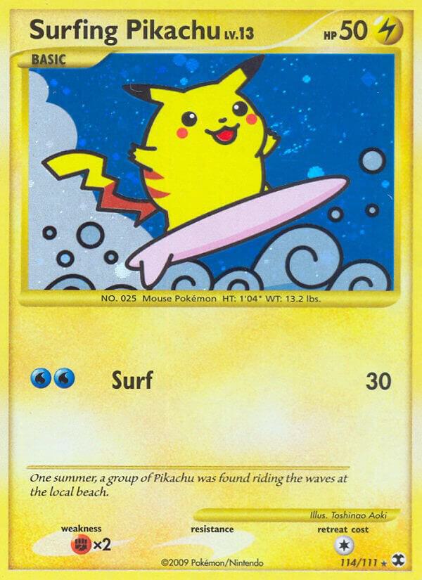 Surfing Pikachu 114/111 Holofoil Rising Rivals Surfing Pikachu 114/111 Holofoil Rising Rivals