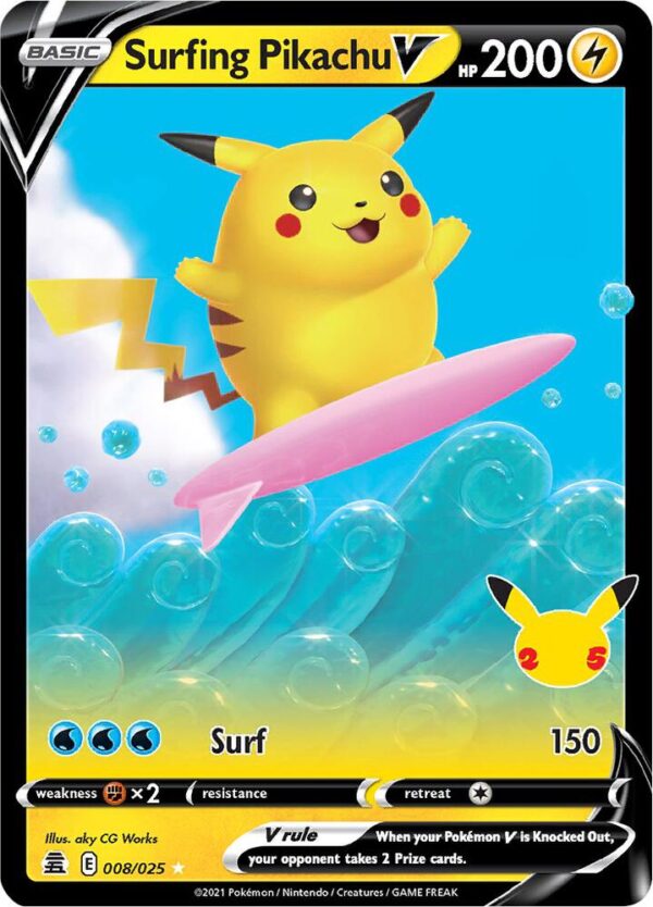 Surfing Pikachu V 008/025 Holofoil Celebrations