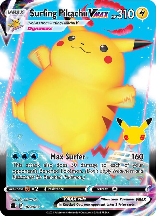 Surfing Pikachu VMAX 009/025 Holofoil Celebrations