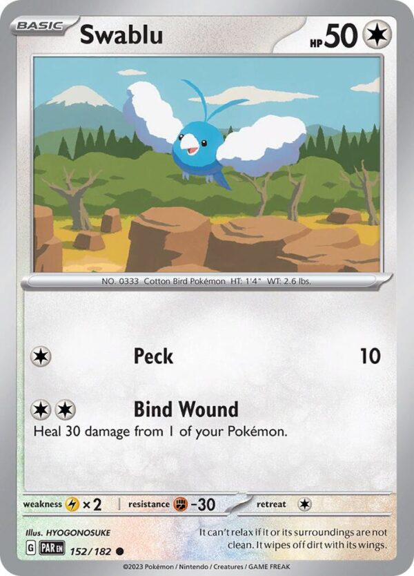 Swablu 152/182 Reverse Holofoil SV04: Paradox Rift