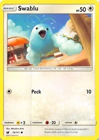 Swablu | 79/111 | Reverse Holofoil | SM - Crimson Invasion Swablu | 79/111 | Reverse Holofoil | SM - Crimson Invasion