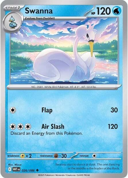 Swanna 026/086 Reverse Holofoil SV: White Flare Swanna 026/086 Reverse Holofoil SV: White Flare