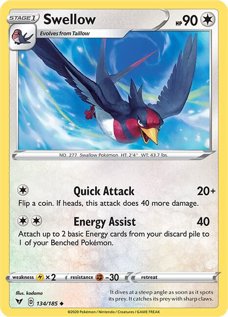 Swellow 134/185 Normal SWSH04: Vivid Voltage