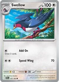 Swellow | 157/182 | Reverse Holofoil | SV10: Destined Rivals