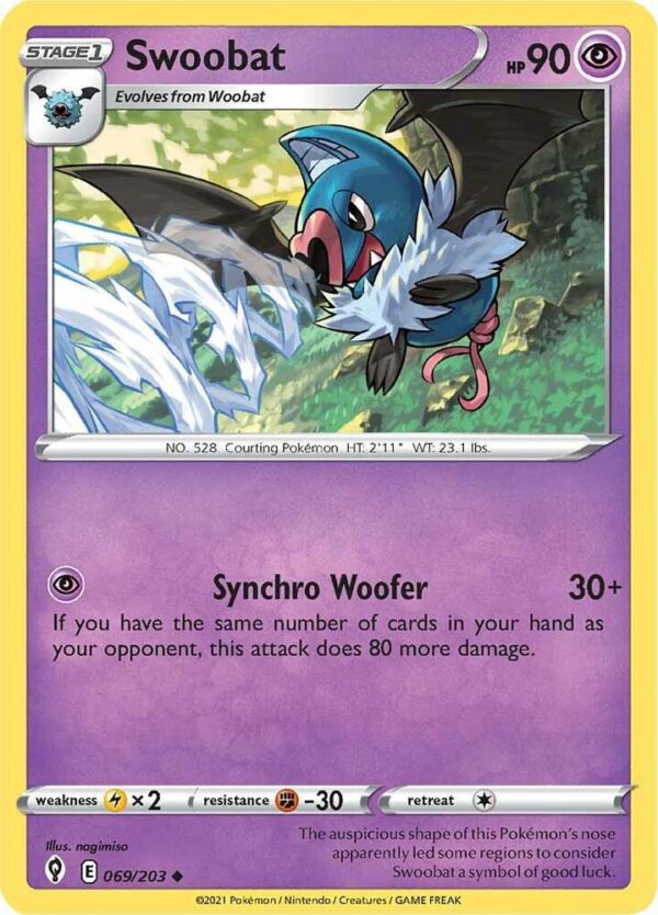 Swoobat 069/203 Normal SWSH07: Evolving Skies Swoobat 069/203 Normal SWSH07: Evolving Skies
