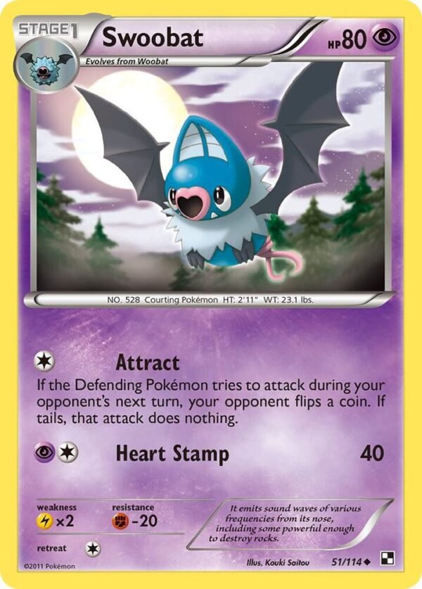 Swoobat 51/114 Reverse Holofoil Black and White Swoobat 51/114 Reverse Holofoil Black and White