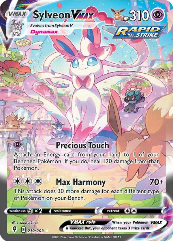 Sylveon VMAX (Alternate Art Secret) 212/203 Holofoil SWSH07: Evolving Skies