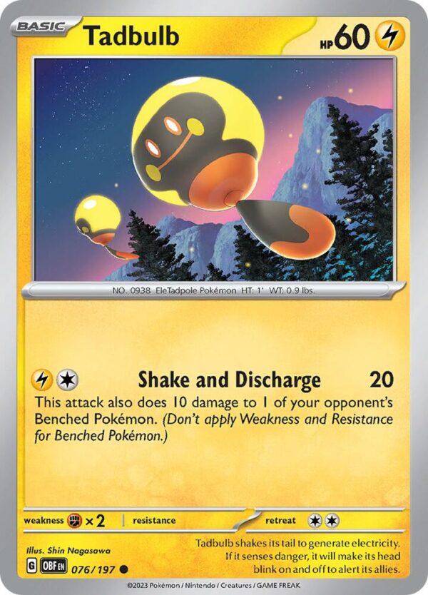Tadbulb 076/197 Reverse Holofoil SV03: Obsidian Flames Tadbulb 076/197 Reverse Holofoil SV03: Obsidian Flames