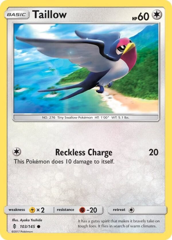 Taillow 103/145 Normal SM – Guardians Rising Taillow 103/145 Normal SM – Guardians Rising