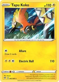 Tapu Koko | 061/189 | Reverse Holofoil | SWSH03: Darkness Ablaze