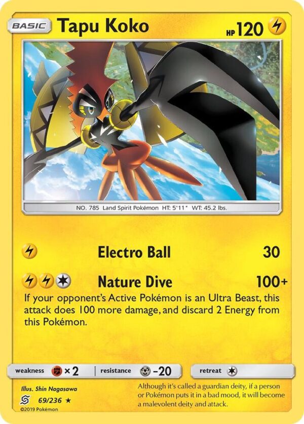 Tapu Koko 69/236 Holofoil SM – Unified Minds Tapu Koko 69/236 Holofoil SM – Unified Minds