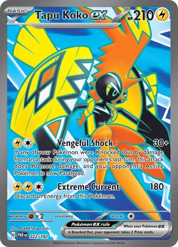 Tapu Koko ex 222/182 Holofoil SV04: Paradox Rift Tapu Koko ex 222/182 Holofoil SV04: Paradox Rift