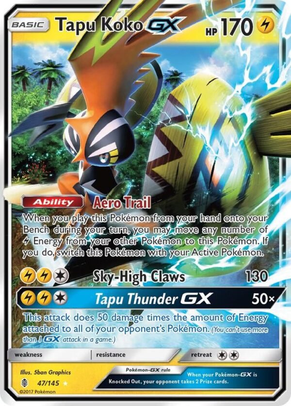 Tapu Koko GX 47/145 Holofoil SM – Guardians Rising Tapu Koko GX 47/145 Holofoil SM – Guardians Rising