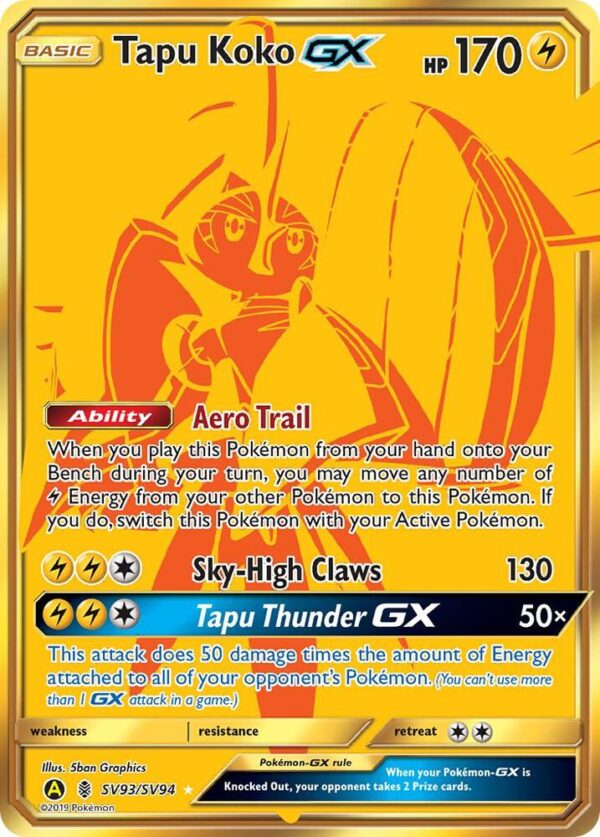 Tapu Koko GX SV93/SV94 Holofoil Hidden Fates: Shiny Vault