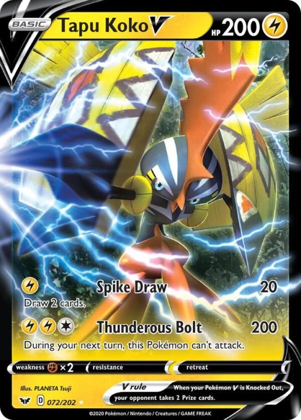 Tapu Koko V 072/202 Holofoil SWSH01: Sword & Shield Base Set