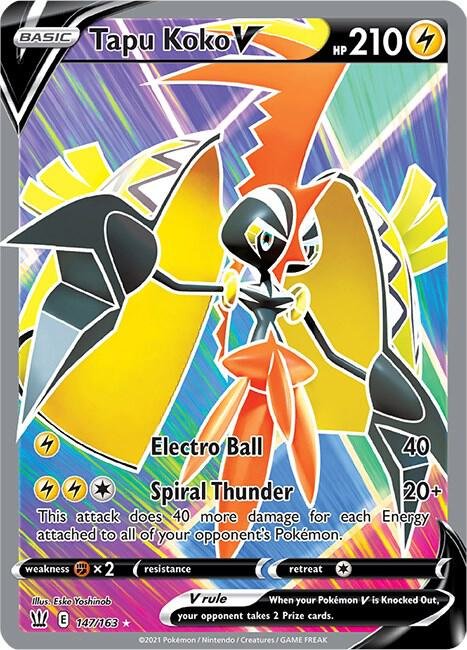 Tapu Koko V (Full Art) 147/163 Holofoil SWSH05: Battle Styles