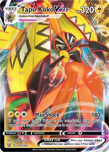Tapu Koko VMAX 051/163 Holofoil SWSH05: Battle Styles Tapu Koko VMAX 051/163 Holofoil SWSH05: Battle Styles