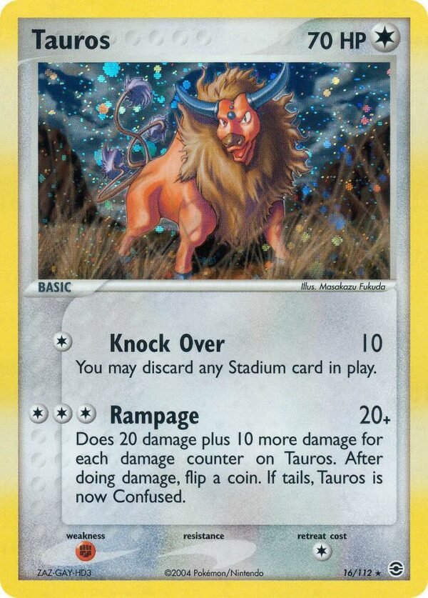 Tauros 16/112 Holofoil FireRed & LeafGreen