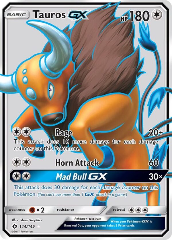 Tauros GX (Full Art) 144/149 Holofoil SM Base Set