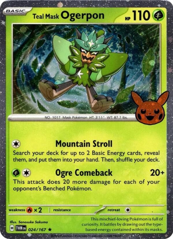 Teal Mask Ogerpon (Cosmos Holo) 024/167 Holofoil Trick or Trade BOOster Bundle 2024