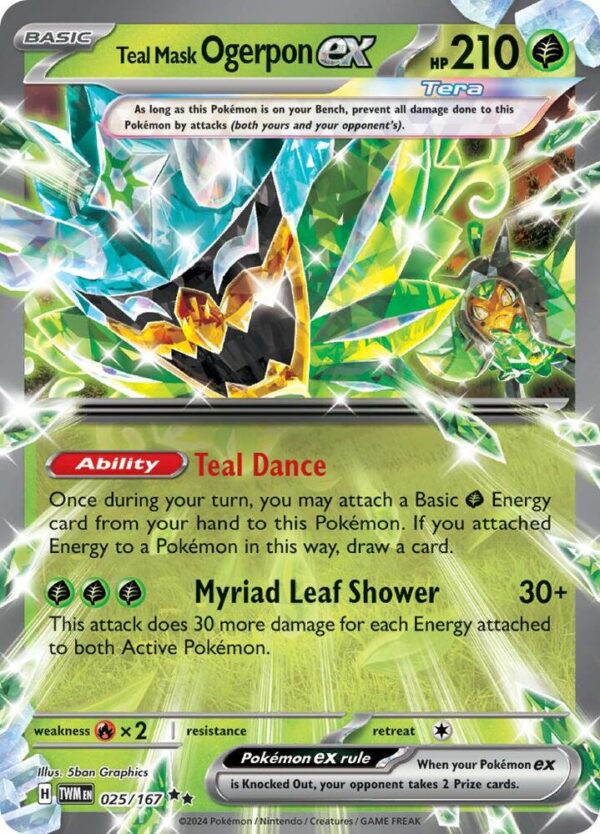 Teal Mask Ogerpon ex 025/167 Holofoil SV06: Twilight Masquerade