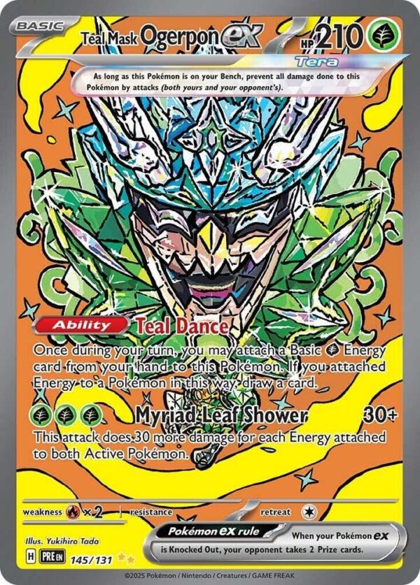 Teal Mask Ogerpon ex 145/131 Holofoil SV: Prismatic Evolutions Teal Mask Ogerpon ex 145/131 Holofoil SV: Prismatic Evolutions