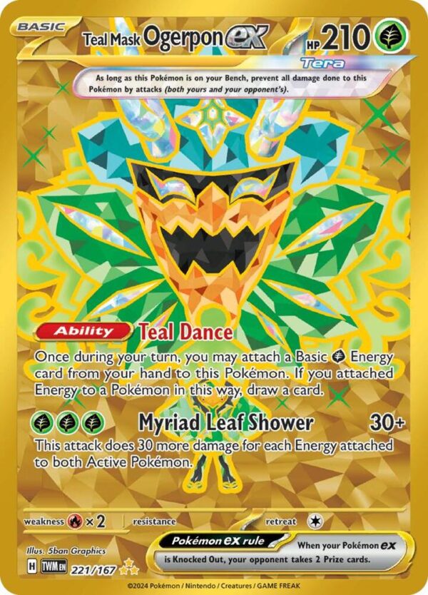Teal Mask Ogerpon ex 221/167 Holofoil SV06: Twilight Masquerade Teal Mask Ogerpon ex 221/167 Holofoil SV06: Twilight Masquerade