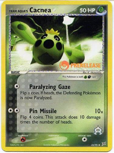 Team Aqua’s Cacnea 24/95 (Prerelease) 024/095 Holofoil Miscellaneous Cards & Products