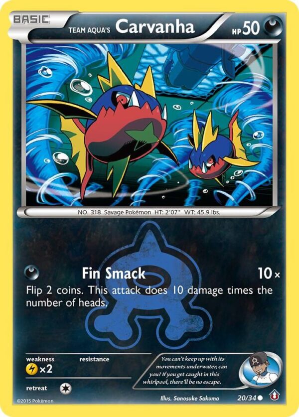Team Aqua’s Carvanha 20/34 Reverse Holofoil Double Crisis