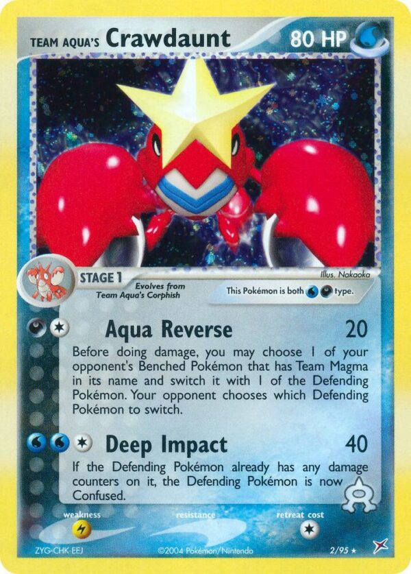 Team Aqua’s Crawdaunt 2/95 Holofoil Team Magma vs Team Aqua