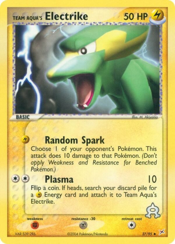 Team Aqua’s Electrike 27/95 Reverse Holofoil Team Magma vs Team Aqua Team Aqua’s Electrike 27/95 Reverse Holofoil Team Magma vs Team Aqua