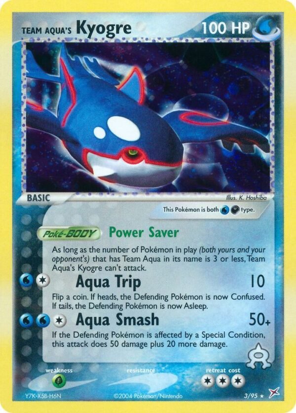 Team Aqua’s Kyogre 3/95 Reverse Holofoil Team Magma vs Team Aqua