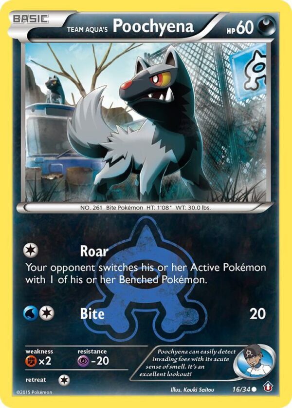 Team Aqua’s Poochyena 16/34 Reverse Holofoil Double Crisis
