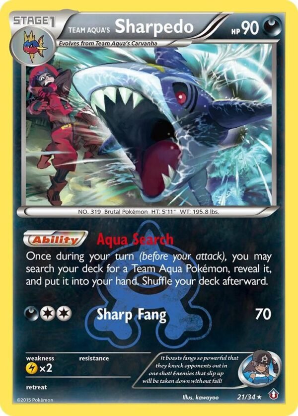Team Aqua’s Sharpedo 21/34 Reverse Holofoil Double Crisis