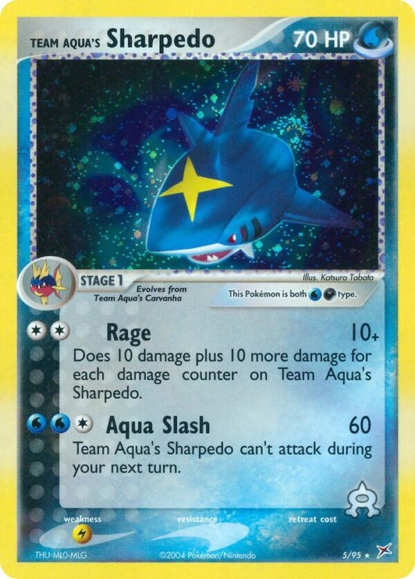 Team Aqua’s Sharpedo 5/95 Reverse Holofoil Team Magma vs Team Aqua