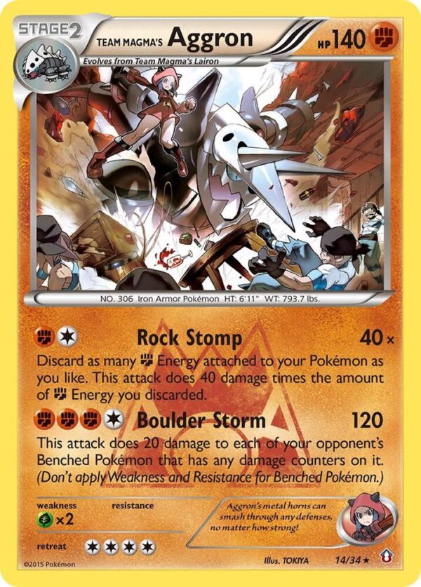 Team Magma’s Aggron 14/34 Reverse Holofoil Double Crisis