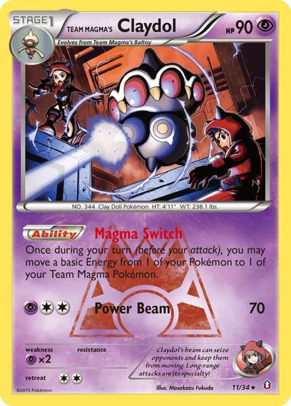 Team Magma’s Claydol 11/34 Reverse Holofoil Double Crisis