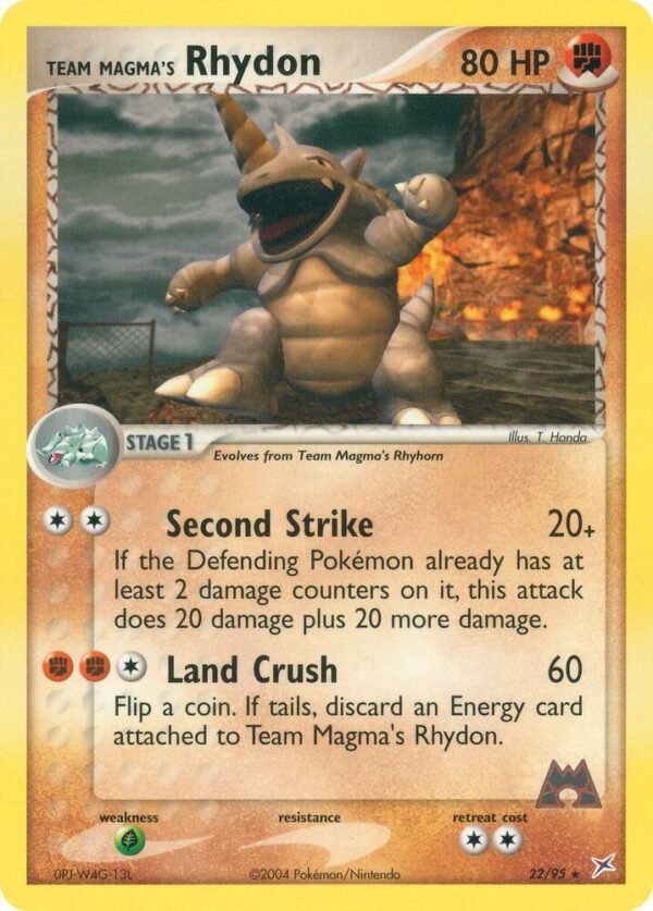 Team Magma’s Rhydon 22/95 Reverse Holofoil Team Magma vs Team Aqua Team Magma’s Rhydon 22/95 Reverse Holofoil Team Magma vs Team Aqua