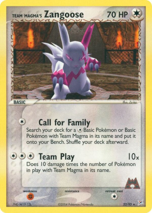 Team Magma’s Zangoose 23/95 Reverse Holofoil Team Magma vs Team Aqua Team Magma’s Zangoose 23/95 Reverse Holofoil Team Magma vs Team Aqua