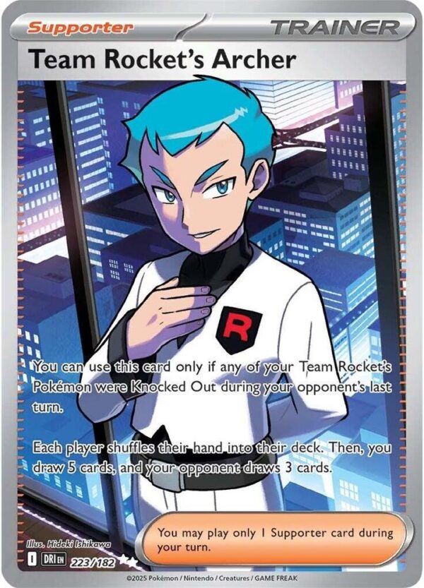 Team Rocket’s Archer 223/182 Holofoil SV10: Destined Rivals Team Rocket’s Archer 223/182 Holofoil SV10: Destined Rivals