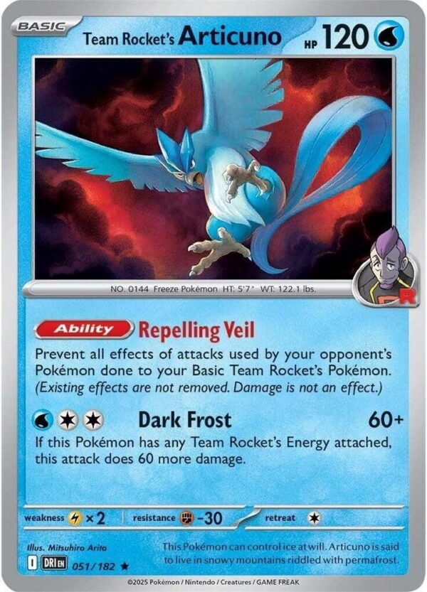 Team Rocket’s Articuno 051/182 Reverse Holofoil SV10: Destined Rivals Team Rocket’s Articuno 051/182 Reverse Holofoil SV10: Destined Rivals