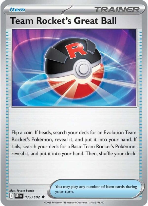 Team Rocket’s Great Ball 175/182 Reverse Holofoil SV10: Destined Rivals