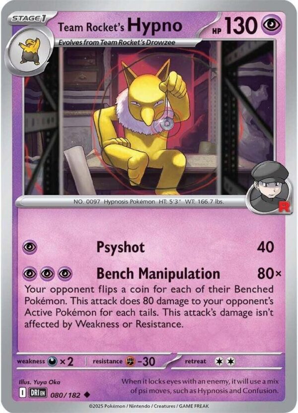 Team Rocket’s Hypno 080/182 Reverse Holofoil SV10: Destined Rivals Team Rocket’s Hypno 080/182 Reverse Holofoil SV10: Destined Rivals
