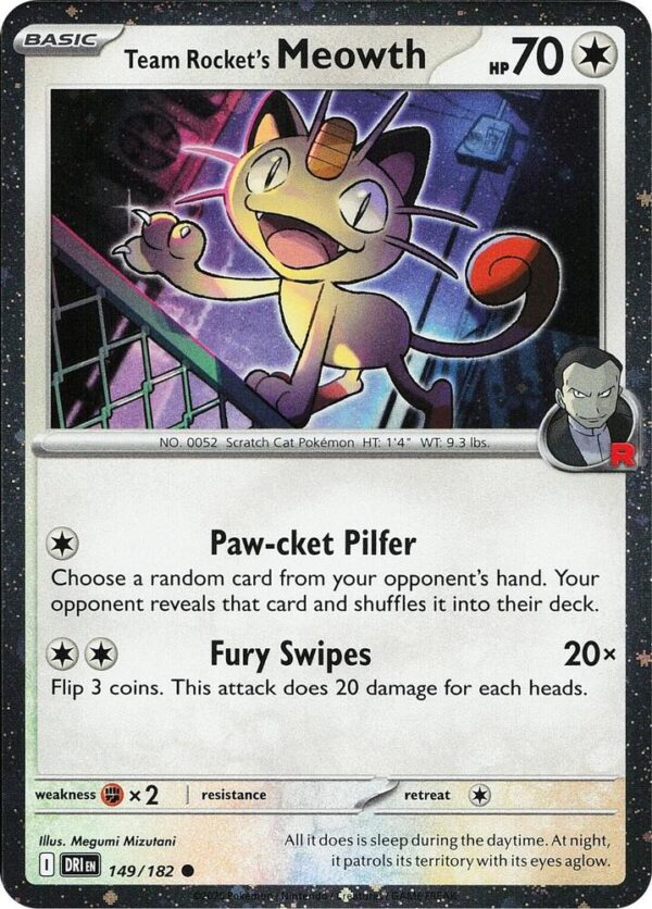 Team Rocket’s Meowth (Cosmos Holo) 149/182 Holofoil Miscellaneous Cards & Products