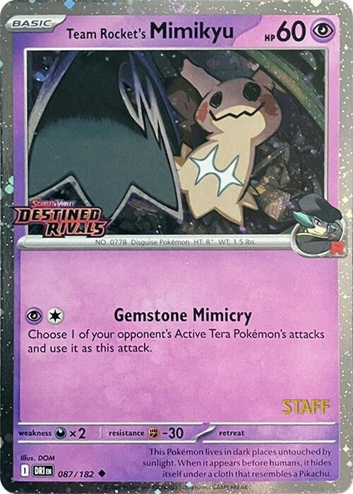 Team Rocket’s Mimikyu (Prerelease) [Staff] 087/182 Holofoil Miscellaneous Cards & Products